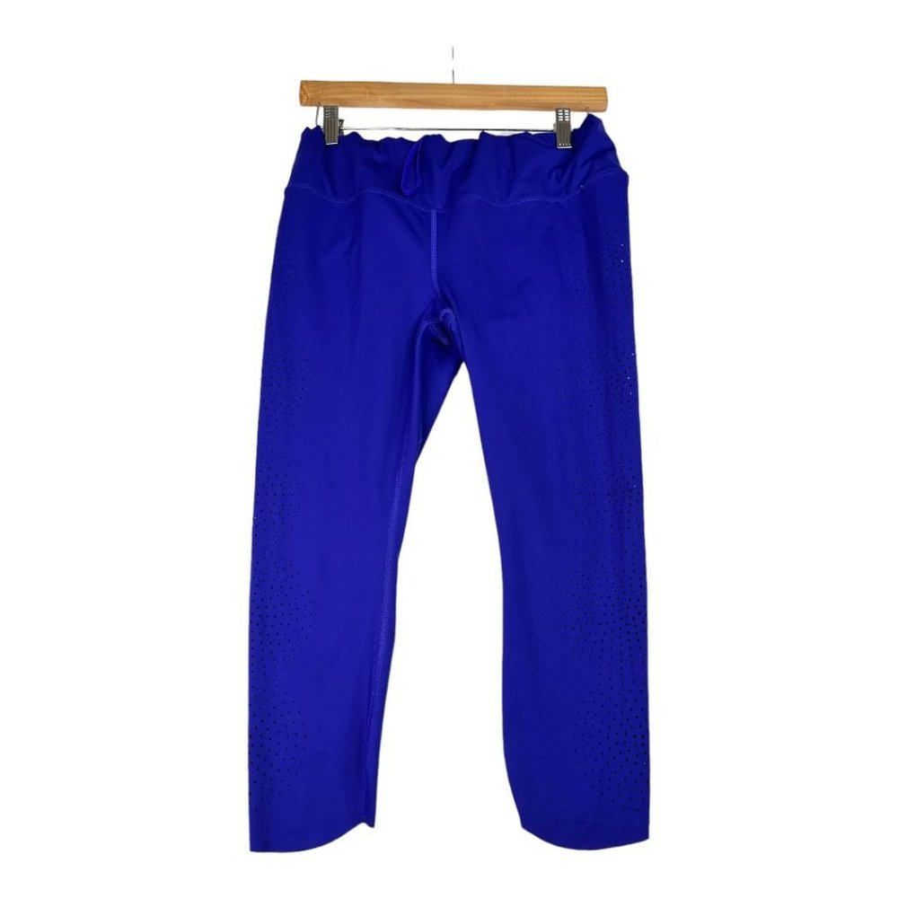 Athleta Perforated Cropped Athletic Leggings sz MP Blue